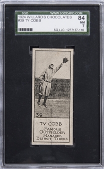 1924 V122 Willards Chocolates Sports Champions #39 Ty Cobb – SGC 84 NM 7